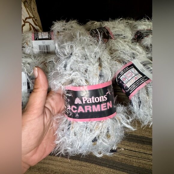 Other - 9 Balls Ivory Eyelash Yarn Accented Wristband with Striking Design